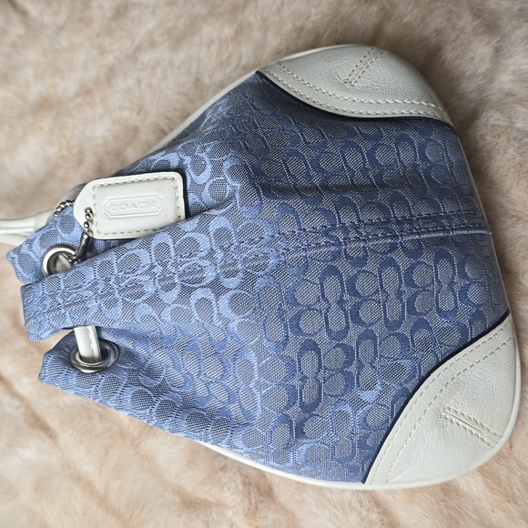 Coach Blue and Cream Mini Bag - Picture 1 of 8
